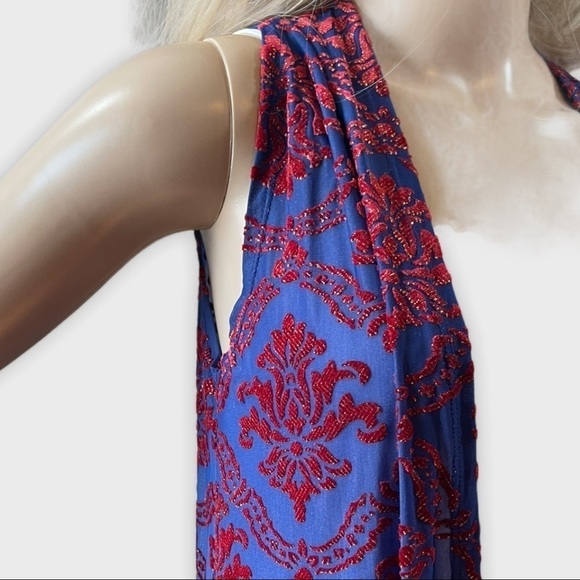 LULAROE sleeveless  Blue and red Joy Vest/kimono - Picture 4 of 13